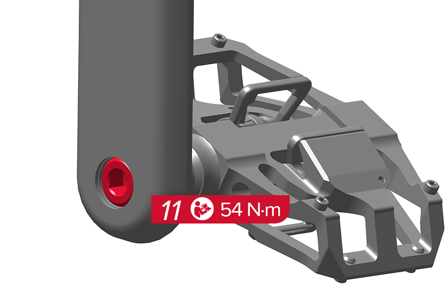 Torque pedal to 54 Newton meters